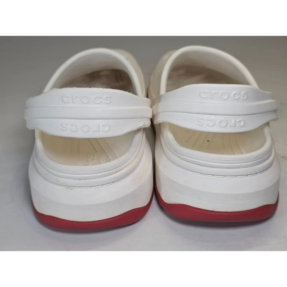 Crocs Crocband Men's Shoes Size 7 Women's 9 White‎ Red Slip On Clog 206122